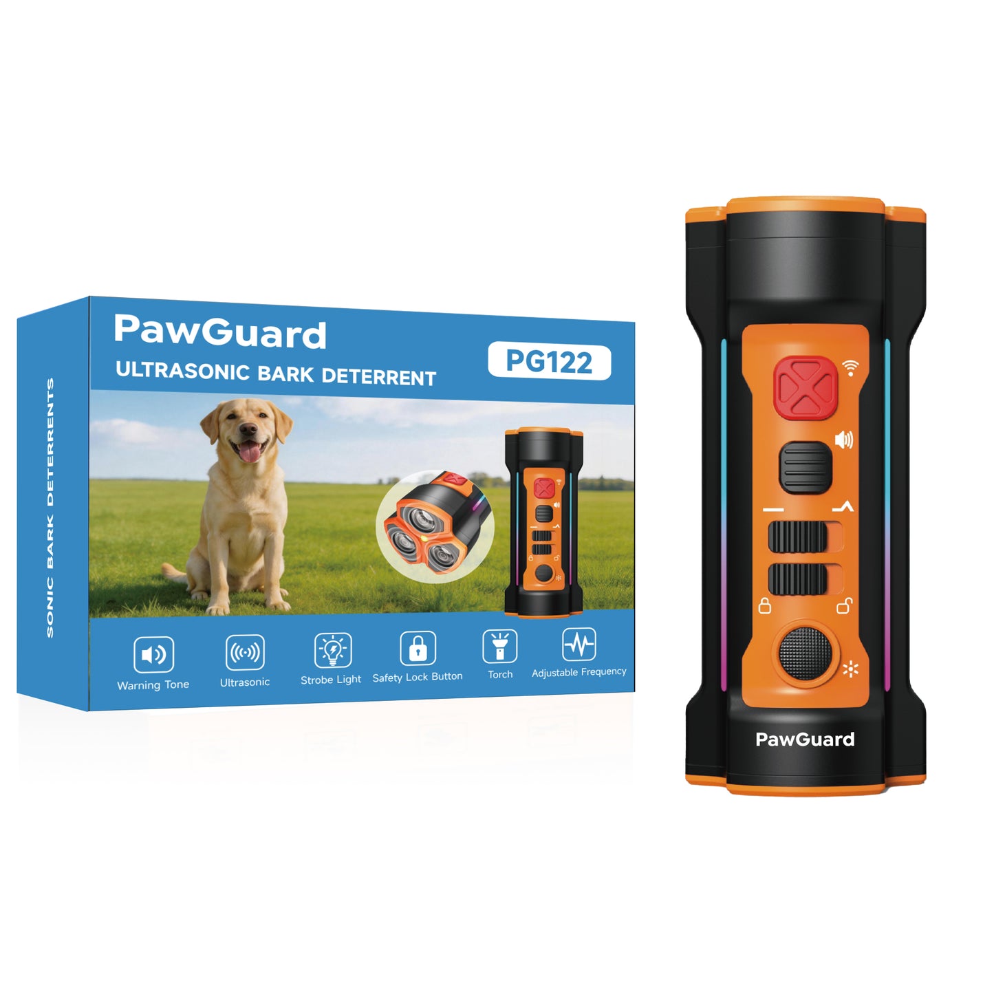 PawGuard UB122 Ultrasonic Bark Control – 3-in-1 Anti-Bark, Flashlight & Laser