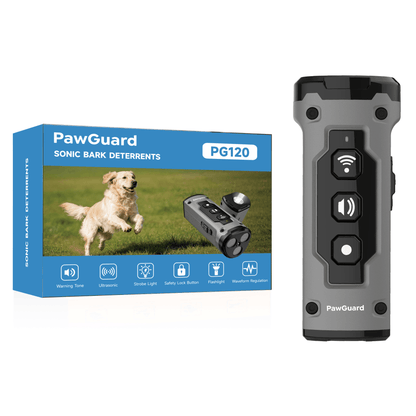 PawGuard PG120 Ultrasonic Dog Deterrent - Anti-Bark & Training Device with LED Light