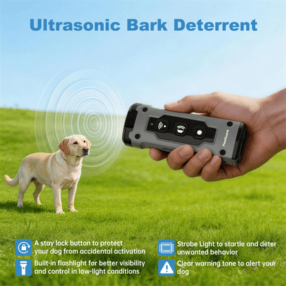 PawGuard PG120 Ultrasonic Dog Deterrent - Anti-Bark & Training Device with LED Light